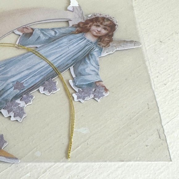Vintage NOS Old Print Factory Victorian Die Cut Reversible Angels Christmas Deco - Picture 13 of 13